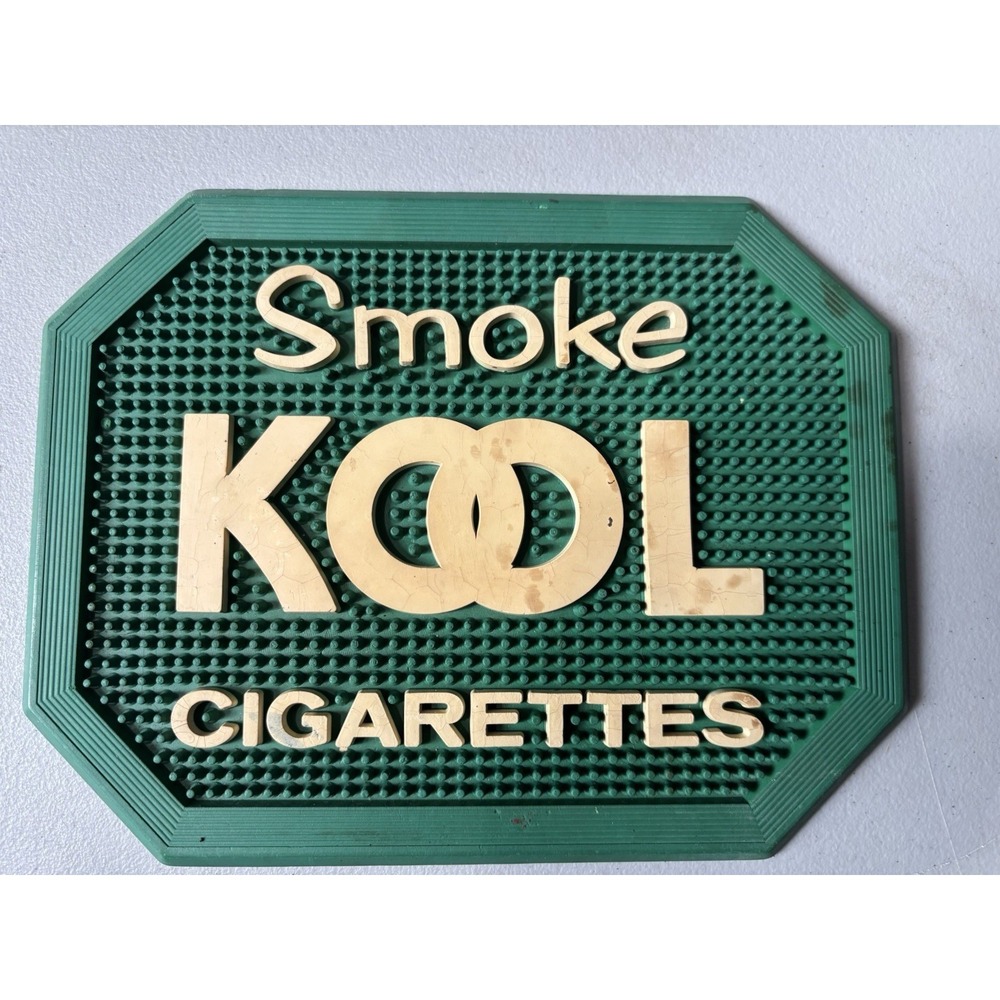 VTG SMOKE KOOL CIGARETTES RUBBER BAR COUNTER GLASS MATTE MAT 9 1/2" x 7 1/2"